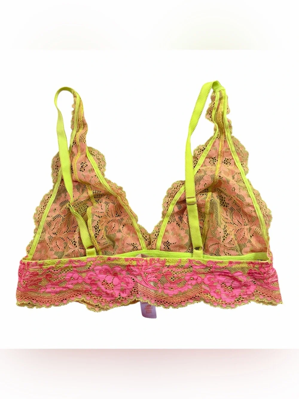 Savage X Fenty Hot Pink & Lime Lace Bralette NWOT Size M